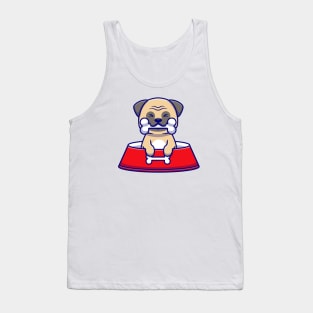 Cute Pug Eat Bone Tank Top